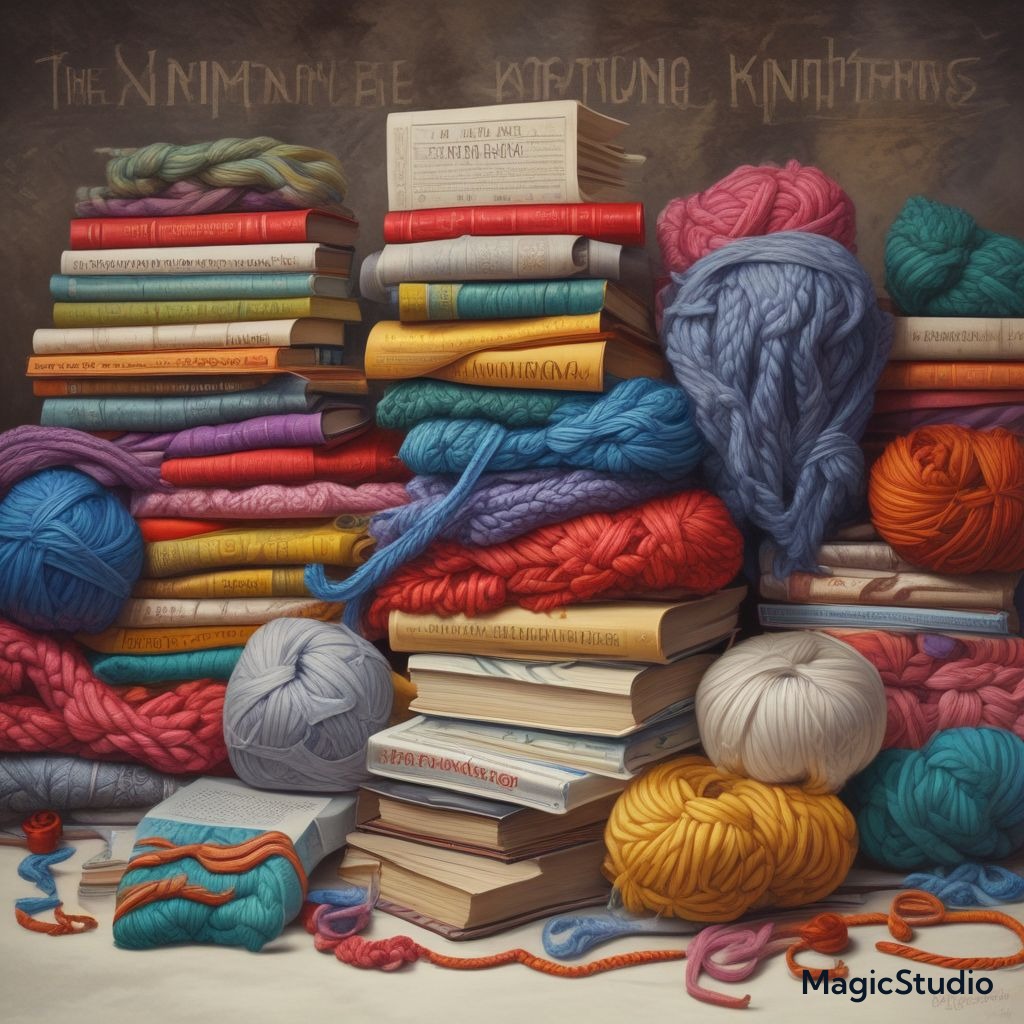 ai image of piles of books and yarn