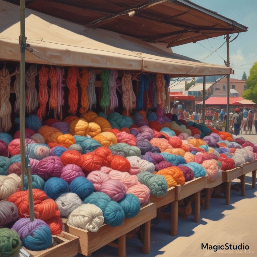 AI picture of yarn on a market stall