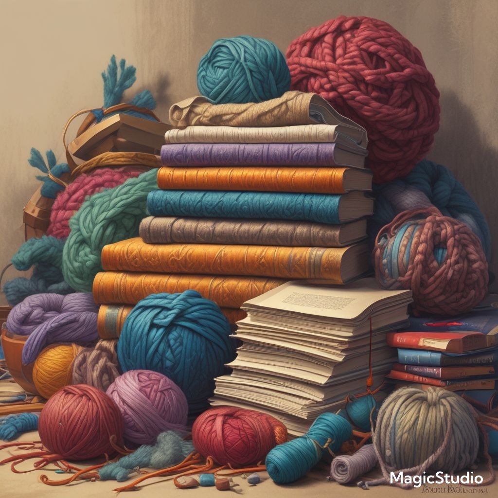 ai image of books and yarn balls