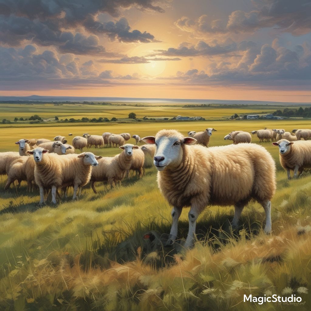ai image of some sheep in a field