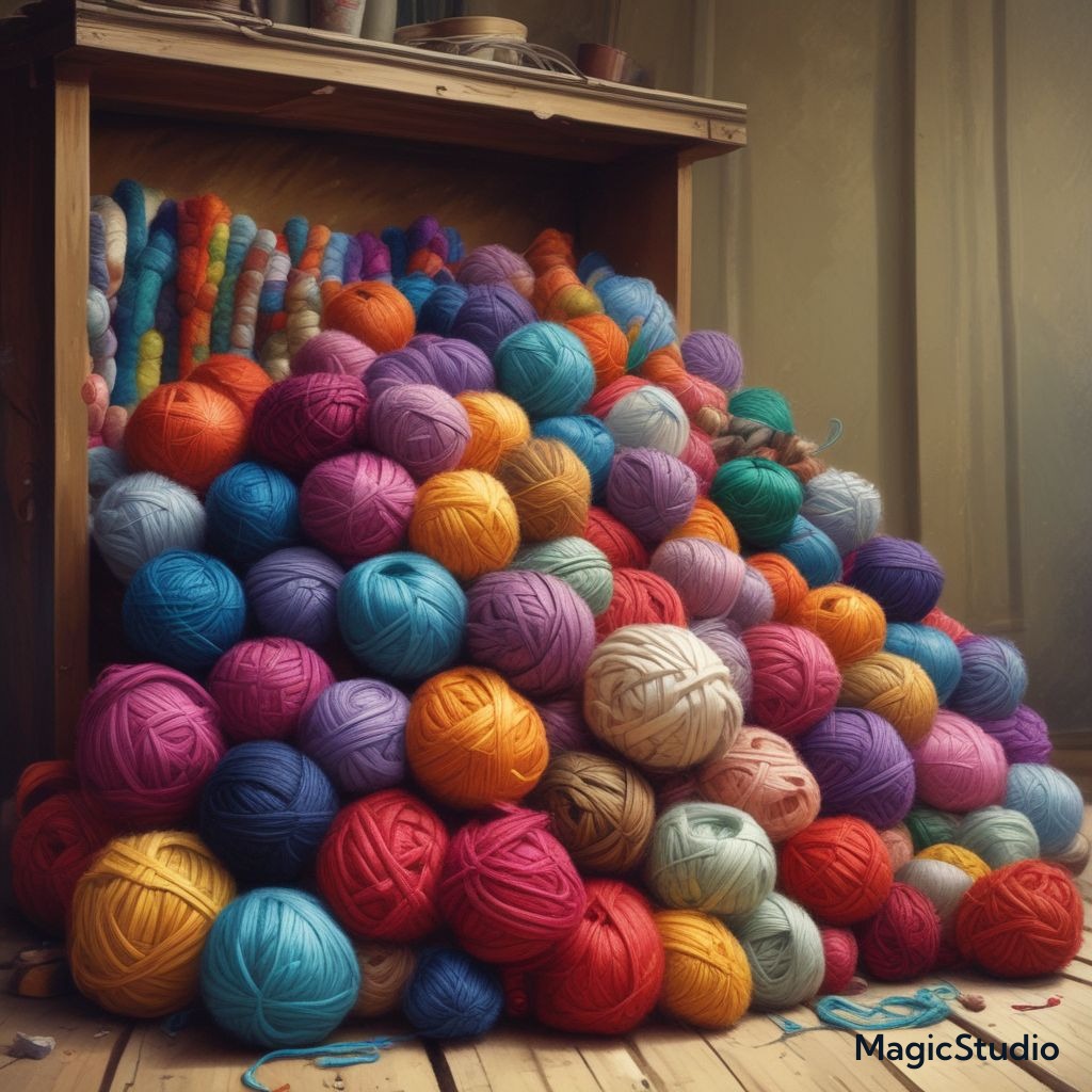 ai image of yarn balls spilling out of a cupboard