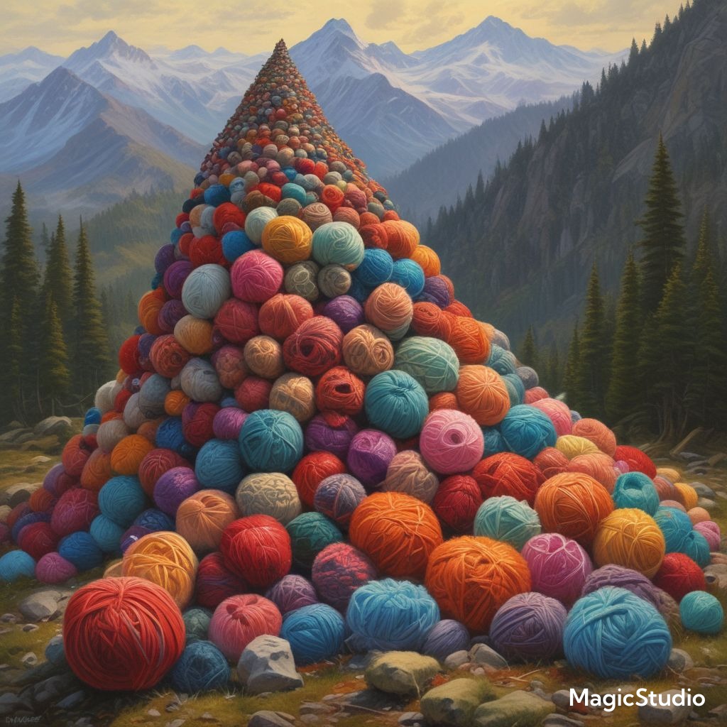 ai image of a yarn mountain